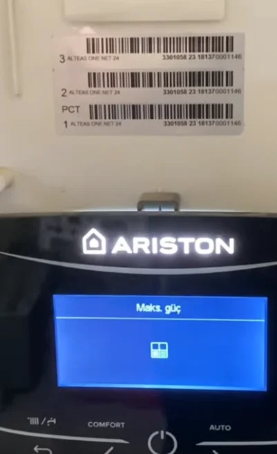 Ariston one condense xəta kodu E501.